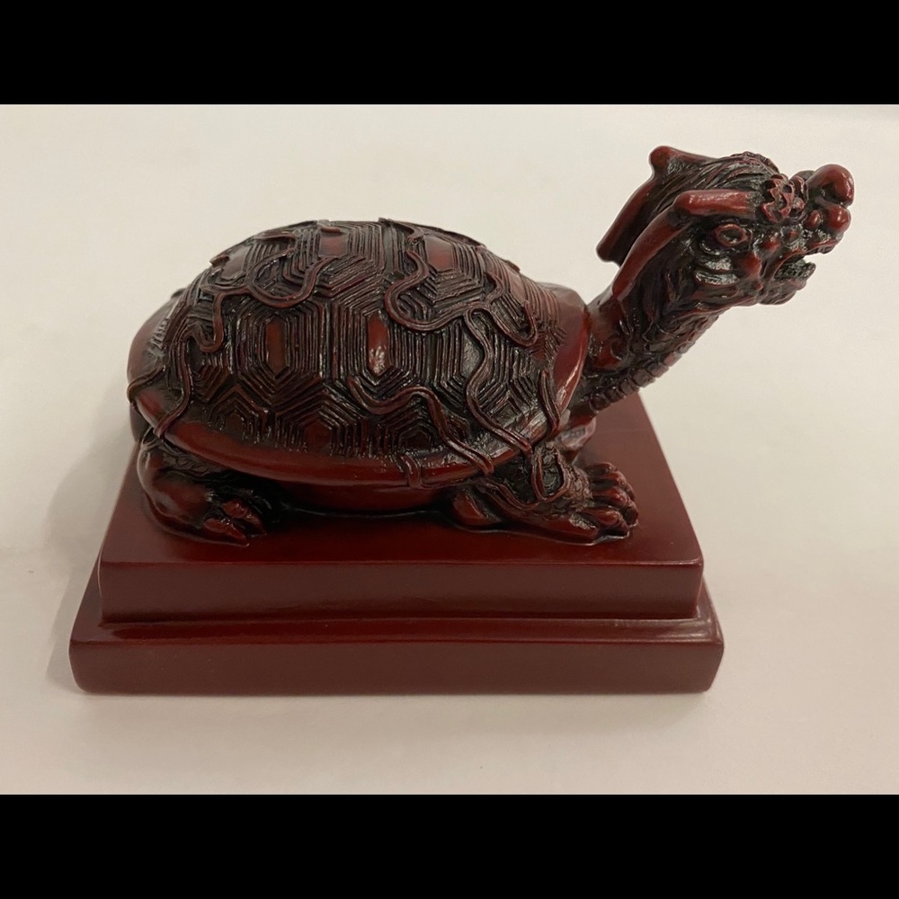 Red Feng Shui Dragon Turtle Tortoise Statue 2.75”H - Picture 3 of 7